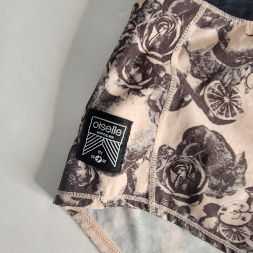 Oiselle Athletic Shorts 4-6 Peach Black Floral Line - Picture 3 of 9